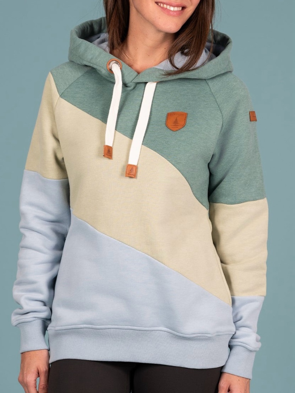 Wanakome Women's Colorblock Pullover Hoodie XL Aloe Mix